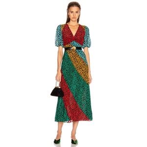 RIXO Amber Midi Dress in Giraffe Multi XS